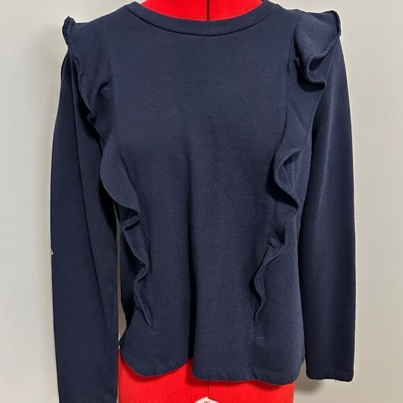J.Crew Mercantile ruffled navy sweatshirt. Size small - Picture 1 of 6
